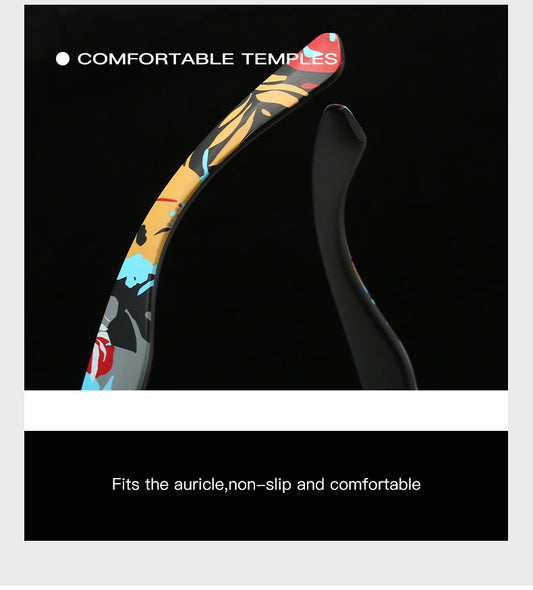 Camouflage Polarized Sport Sunglasses - UV400, TAC Lens, 63mm, Case Included, 10 Patterns