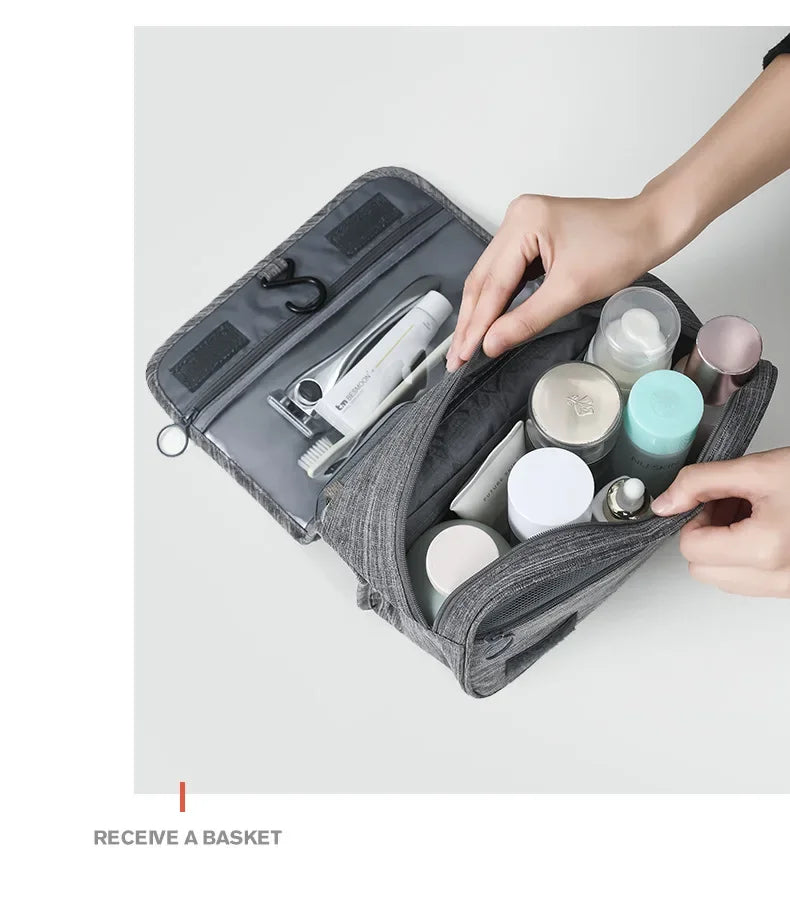Waterproof Hanging Toiletry Bag - Oxford Fabric, 19x10x24cm, 3 Colors