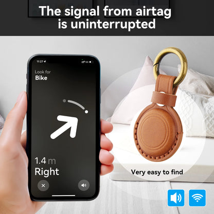 Genuine Leather for Apple Airtag Case Keychain Leather Protective Air tag Cases Cover Airtag Holder Accessories Key Ring Tracker deideas