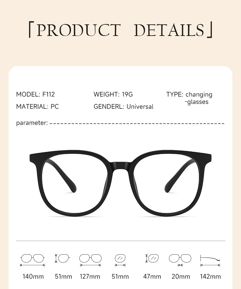 Photochromic Large Frame Sunglasses - UV400 Fashion Eyewear for Office & Outdoor