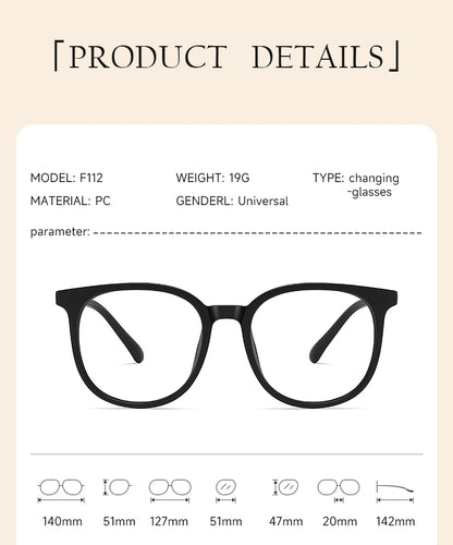 Photochromic Large Frame Sunglasses - UV400 Fashion Eyewear for Office & Outdoor