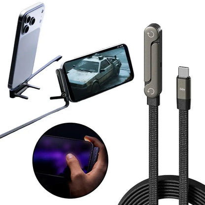 240W Fast Charging Cable 2-in-1 - Foldable Phone Stand & Data Cable Type-C USB-A