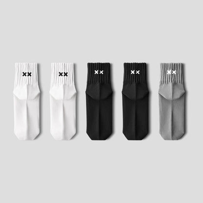 Men's Cushioned Athletic Crew Socks - Breathable Cotton Blend with XX Embroidery