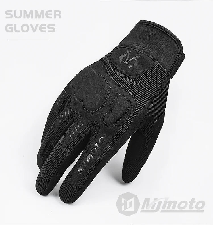 Black summer glove with brand logo on a white background
