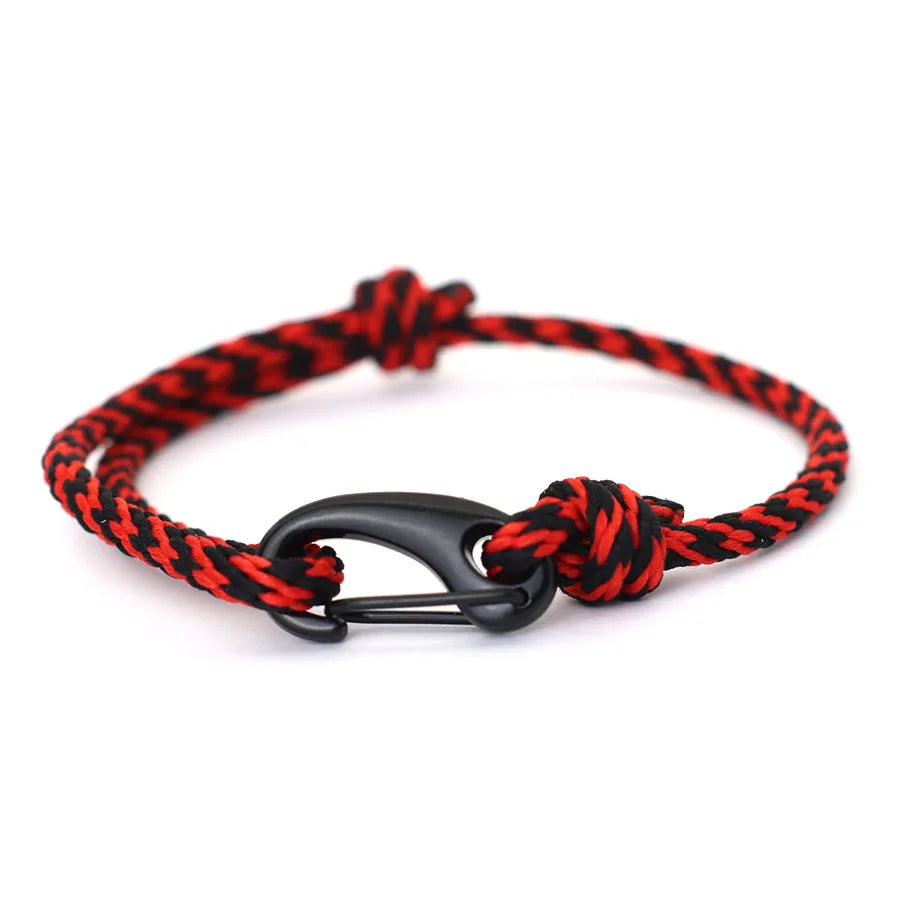 New Handmade Ethnic String Bracelet For Men Marine Fabric Nautical Braslet Black D Buckle Climbing Rope Braclet Beach Pulseria deideas