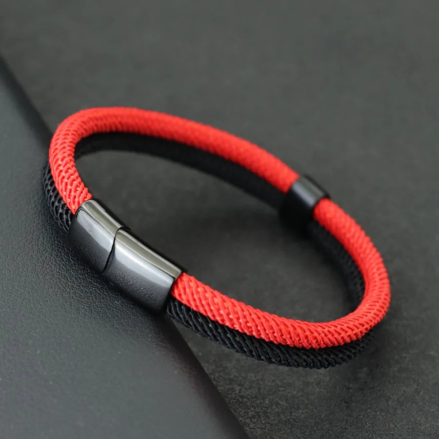 Pulsera de hilo rojo de la suerte para hombre, brazalete envolvente bicolor, brazalete náutico, regalos