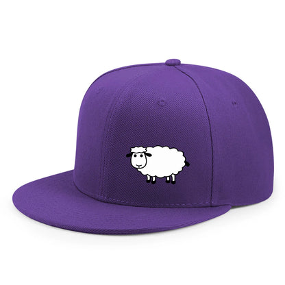 Sheep Pattern Baseball Cap - Adjustable Flat Brim Unisex Street Style Hat