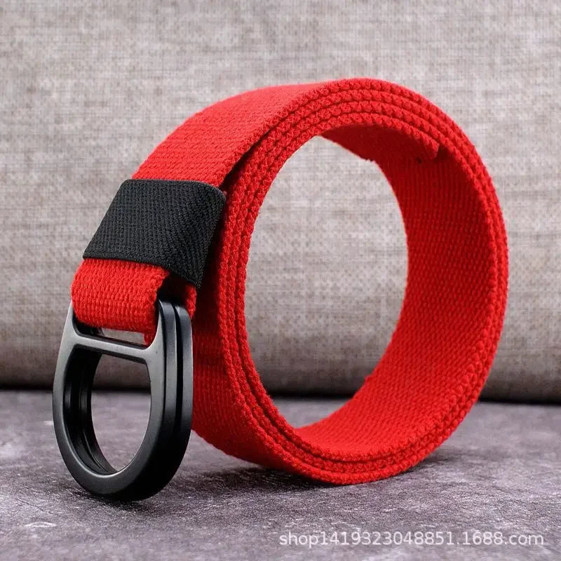 Striped Canvas Belt - Double Buckle Unisex (110-170cm)