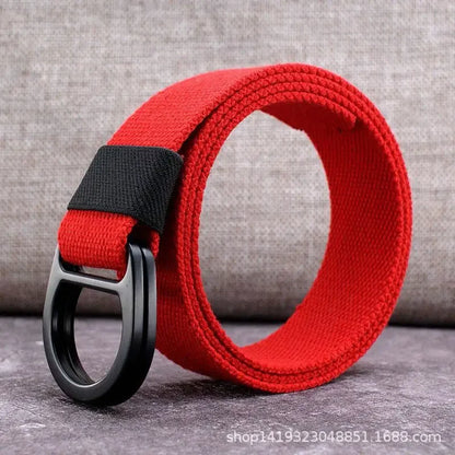 Striped Canvas Belt - Double Buckle Unisex (110-170cm)