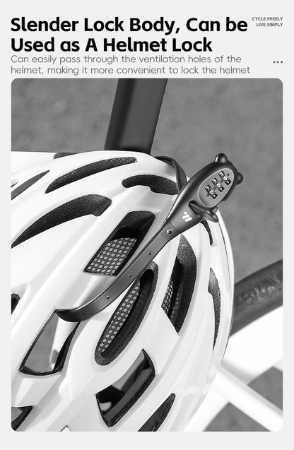 Candado de Combinación con Cable Portátil - Aleación de Zinc, 3 Dígitos, 31cm y 53cm, Casco y Bicicleta