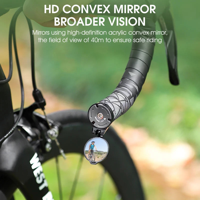 Universal Bike Mirror Adjustable 360° Convex Rearview for MTB & Road Cycling
