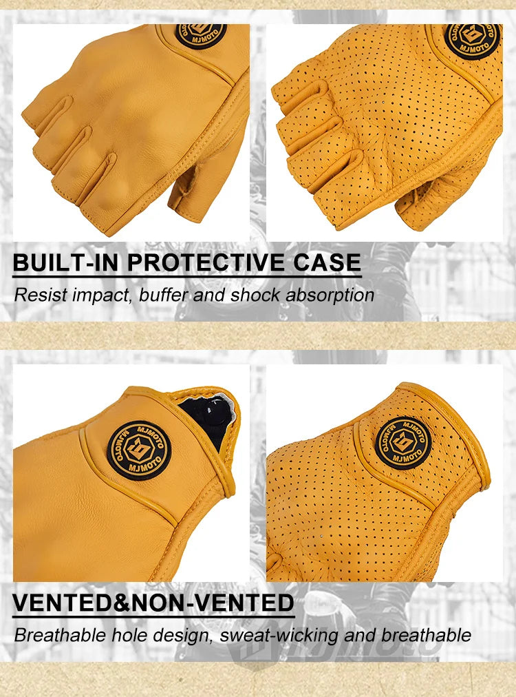 Yellow gloves with protective case feature on a gray background