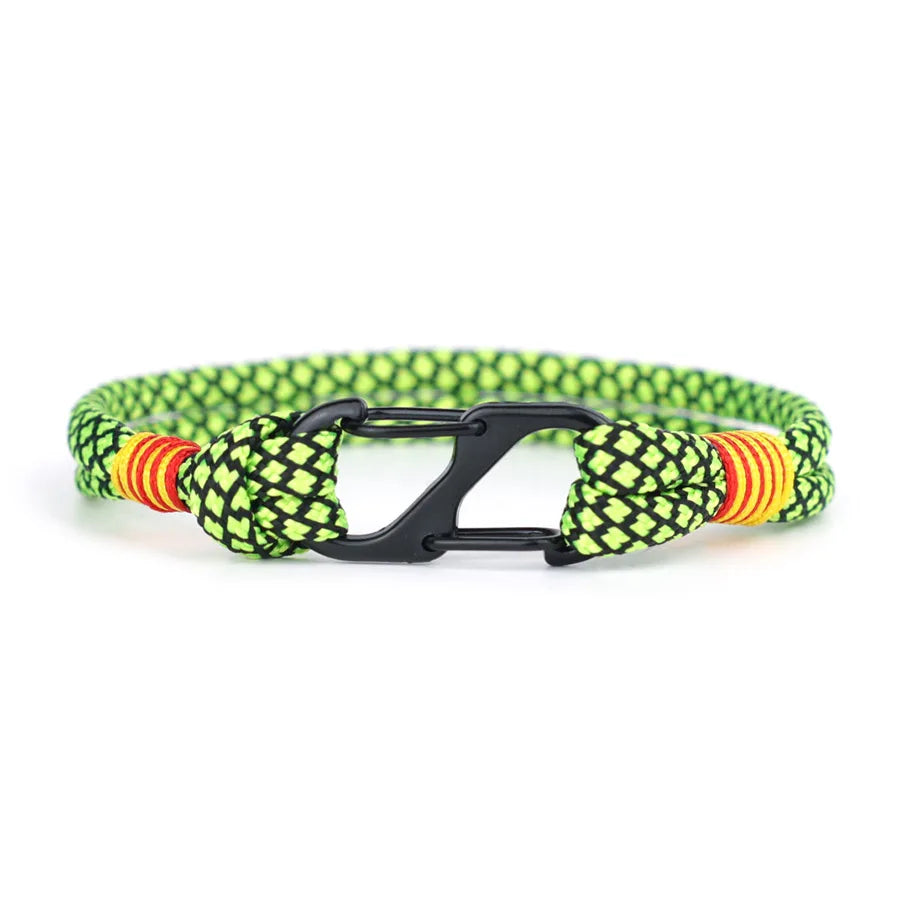 Two-Tone Rope Bracelet for Men – Zinc Alloy Carabiner Clasp