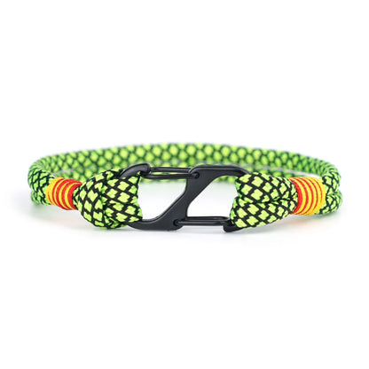 Two-Tone Rope Bracelet for Men – Zinc Alloy Carabiner Clasp