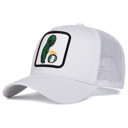 Alien Embroidery Baseball Cap - Mesh Trucker Hat Unisex