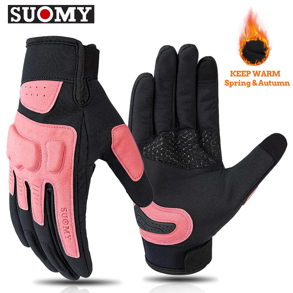SUOMY Female Motorcycle Gloves Summer Breathable Non-slip Cycling Riding Glove Windproof Sensitive Touch Crashproof Lady Gloves deideas