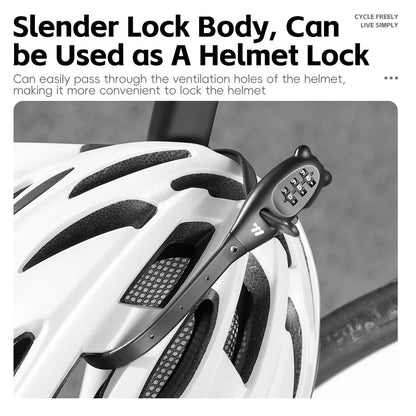 Candado de Combinación con Cable Portátil - Aleación de Zinc, 3 Dígitos, 31cm y 53cm, Casco y Bicicleta