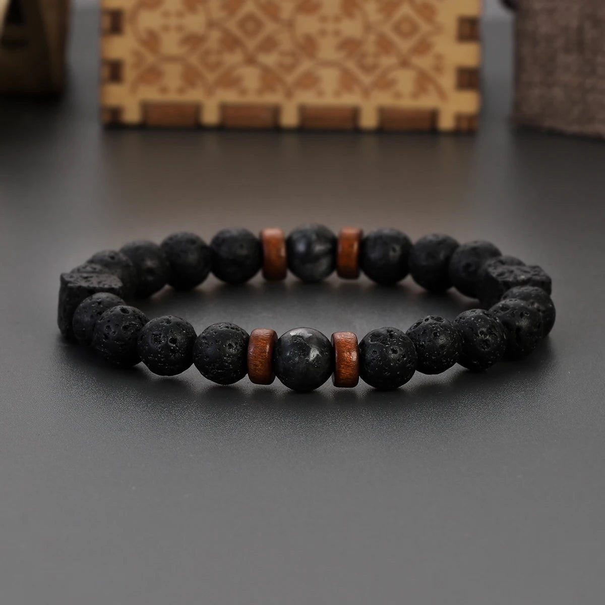 Surf Spirit Volcanic Lava Stone Bracelet - Natural Black Onyx Beads with Healing Properties