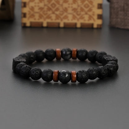 Surf Spirit Volcanic Lava Stone Bracelet - Natural Black Onyx Beads with Healing Properties