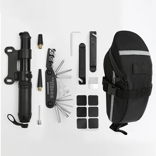 Bicycle Repair Tool Kit Pump Tire Patch Multifunctional Wrench