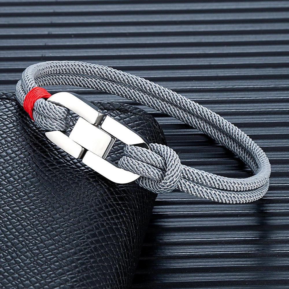 Pulsera de cuerda trenzada y ancla de acero – Estilo náutico para parejas