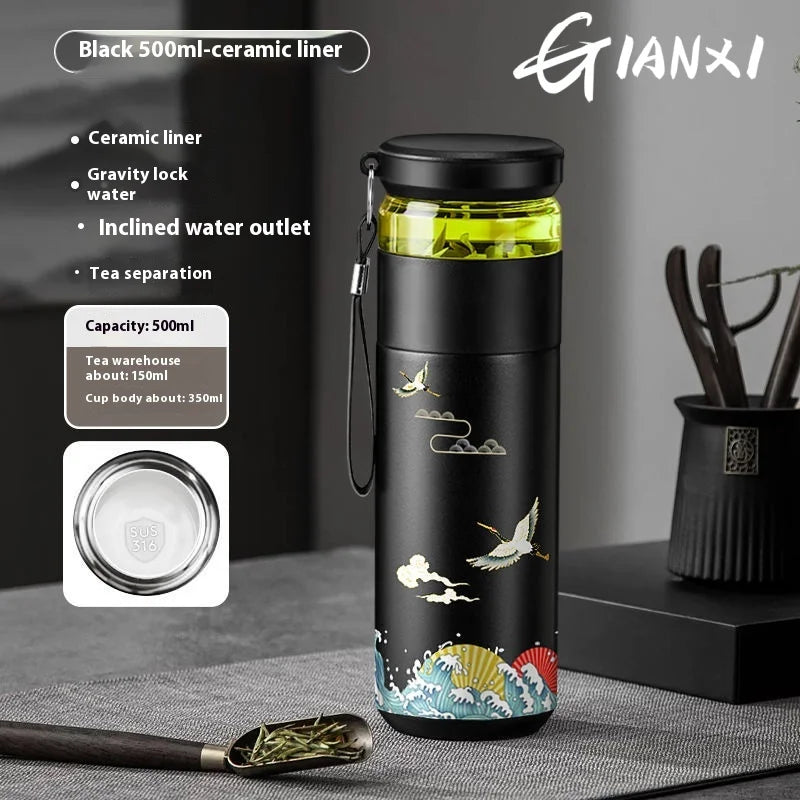 Thermal Travel Mug 316 Stainless Steel, Ceramic Inner, Tea & Coffee Infuser, Foam-Insulated
