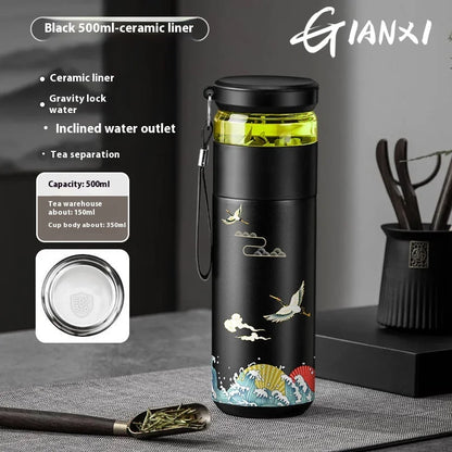 Thermal Travel Mug 316 Stainless Steel, Ceramic Inner, Tea & Coffee Infuser, Foam-Insulated