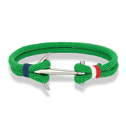 Nautical Steel Double Rope Anchor Bracelet Waterproof, Unisex & Adventure Ready