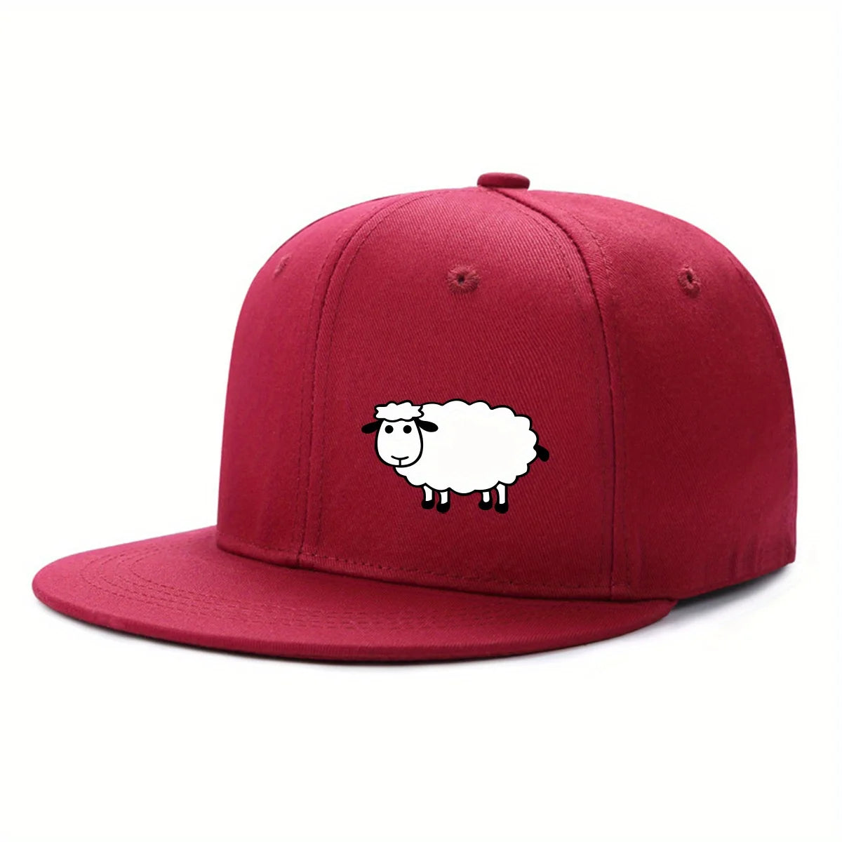 Sheep Pattern Baseball Cap - Adjustable Flat Brim Unisex Street Style Hat