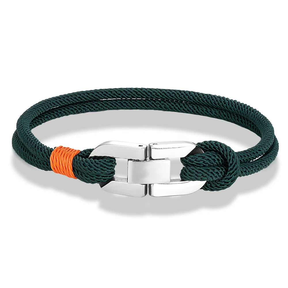 Pulsera de cuerda trenzada y ancla de acero – Estilo náutico para parejas