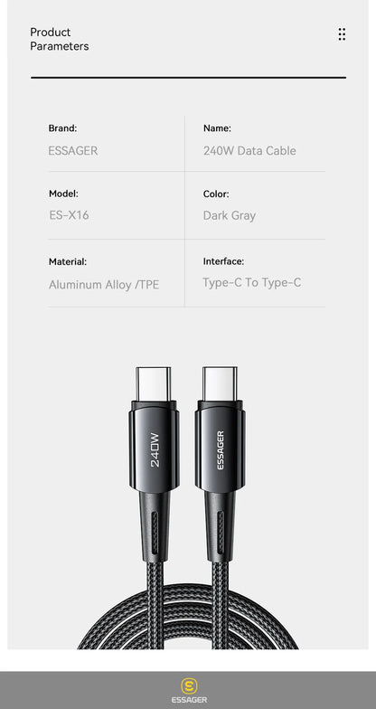 USB-C to USB-C Cable 240W - Ultra Fast Charging Cable 6A PD | Gaming Laptops & High-Power Devices