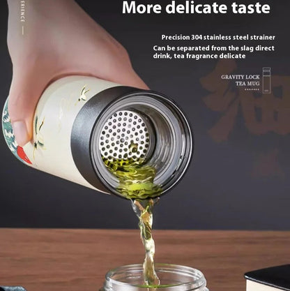 Thermal Travel Mug 316 Stainless Steel, Ceramic Inner, Tea & Coffee Infuser, Foam-Insulated