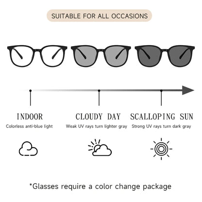 Photochromic Large Frame Sunglasses - UV400 Fashion Eyewear for Office & Outdoor