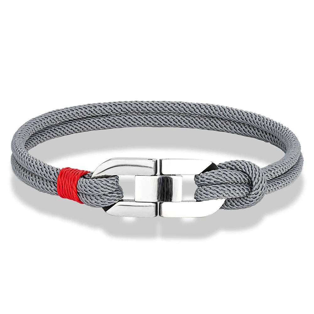 Pulsera de cuerda trenzada y ancla de acero – Estilo náutico para parejas