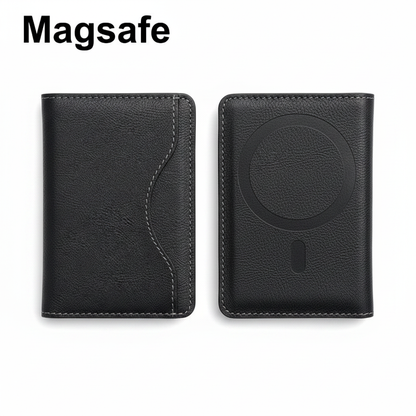 Black Leather MagSafe Wallet - White Background