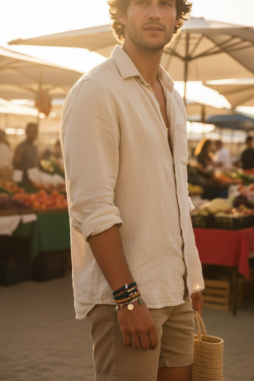 Boho Rope Bracelet - Male Beach Green