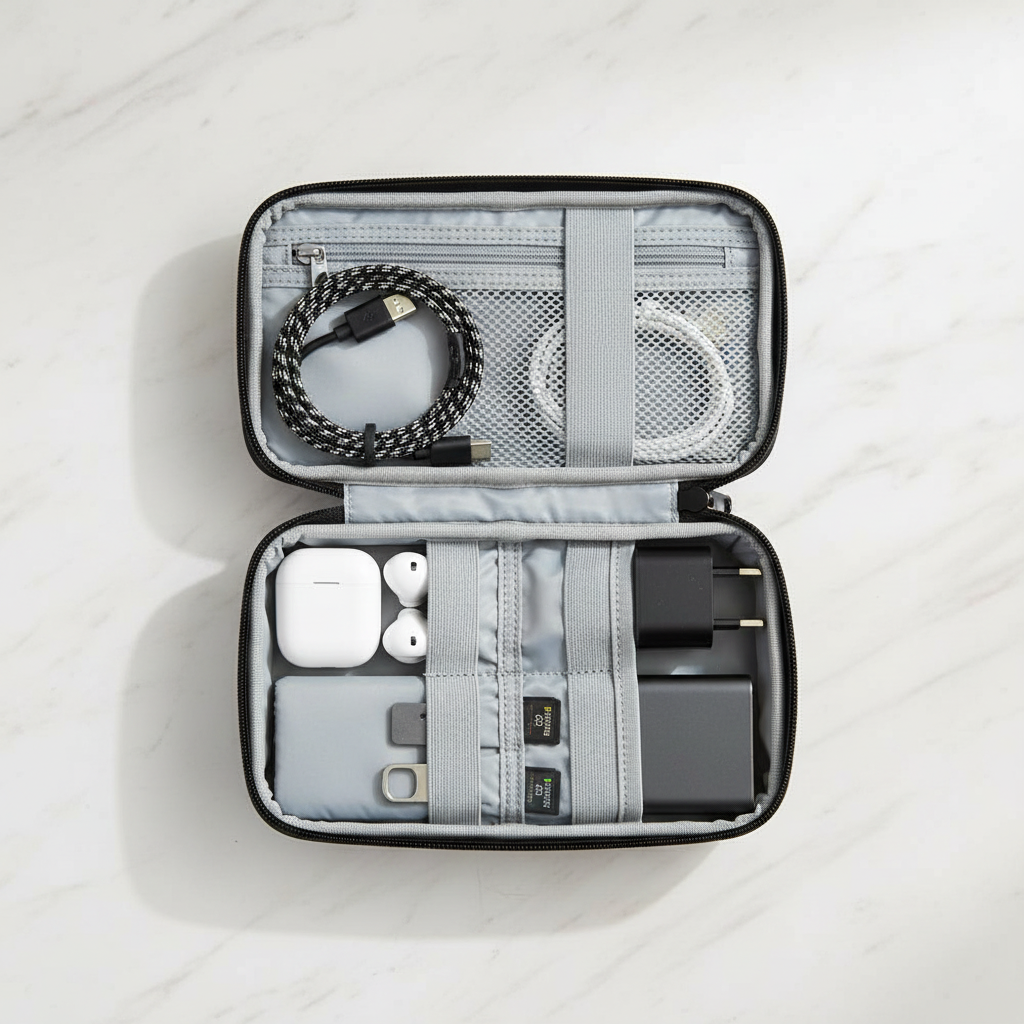 Digital Travel Organizer - Flat Lay Black Open