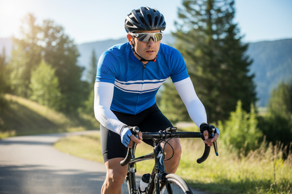 Ice Silk Arm Sleeves - Man Cycling White