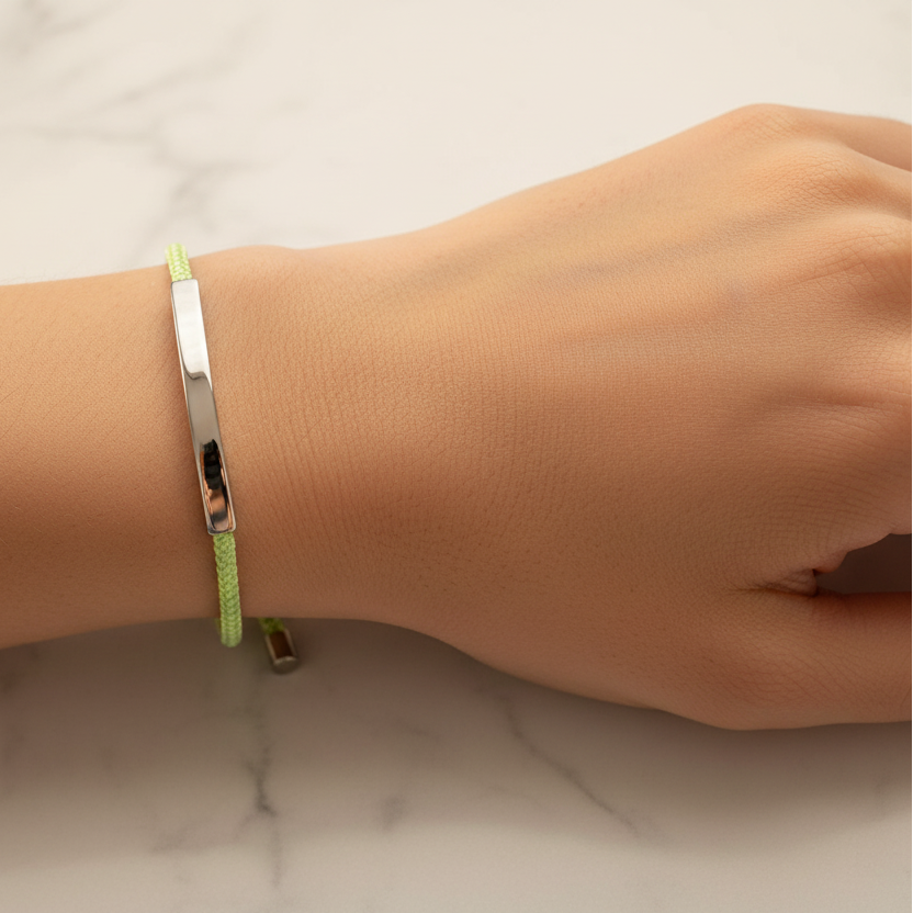 ID Bar Bracelet - Lime wrist