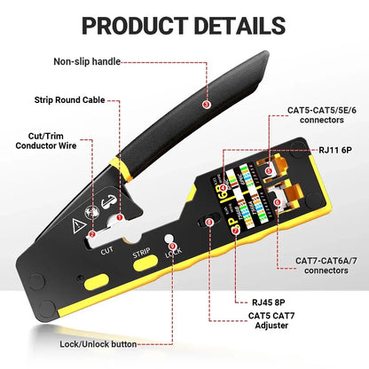 RJ45 Network Crimper 3 in 1 Crimp CAT8/7/6A/6/5E