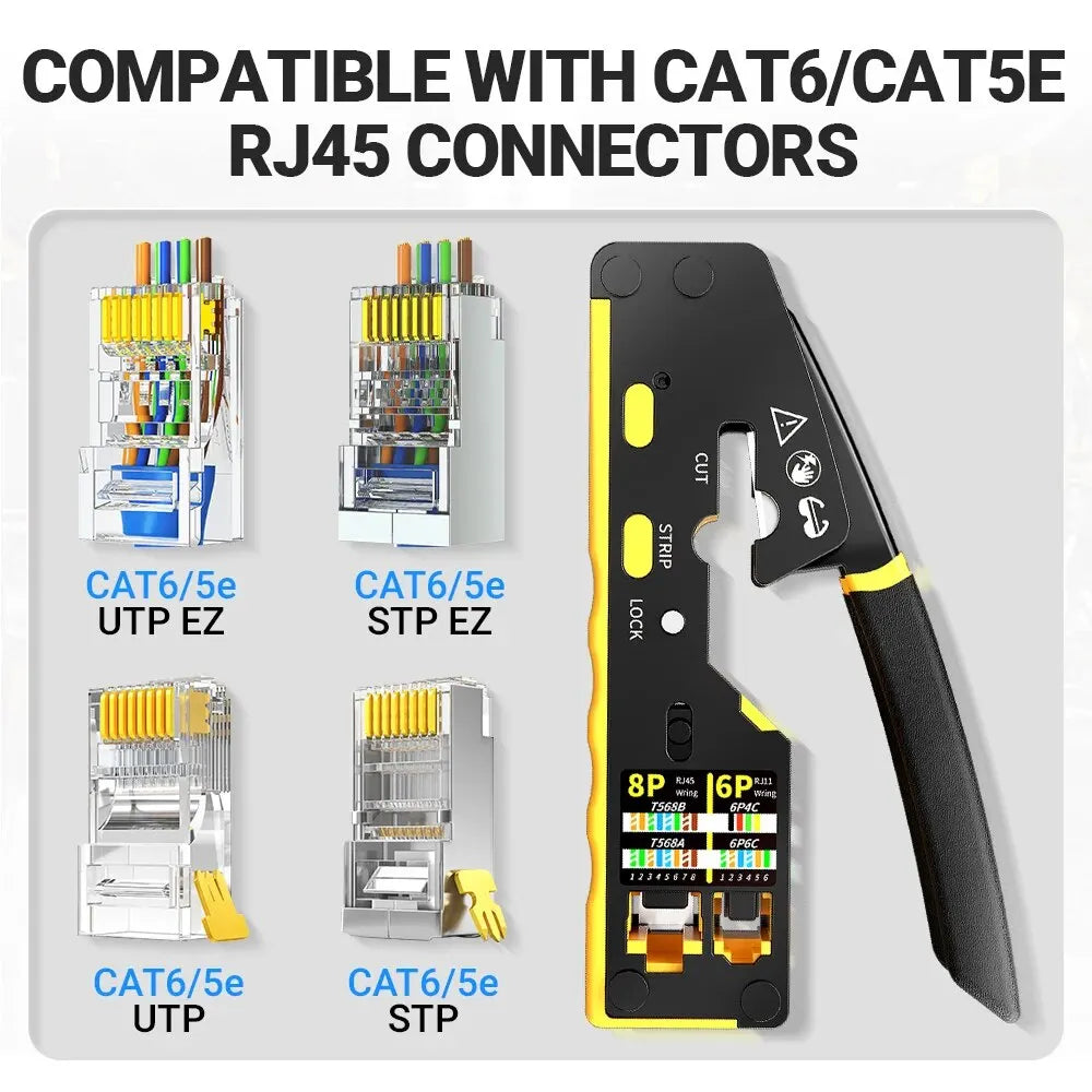 Crimpador de rede RJ45 3 em 1 crimpagem CAT8/7/6A/6/5E