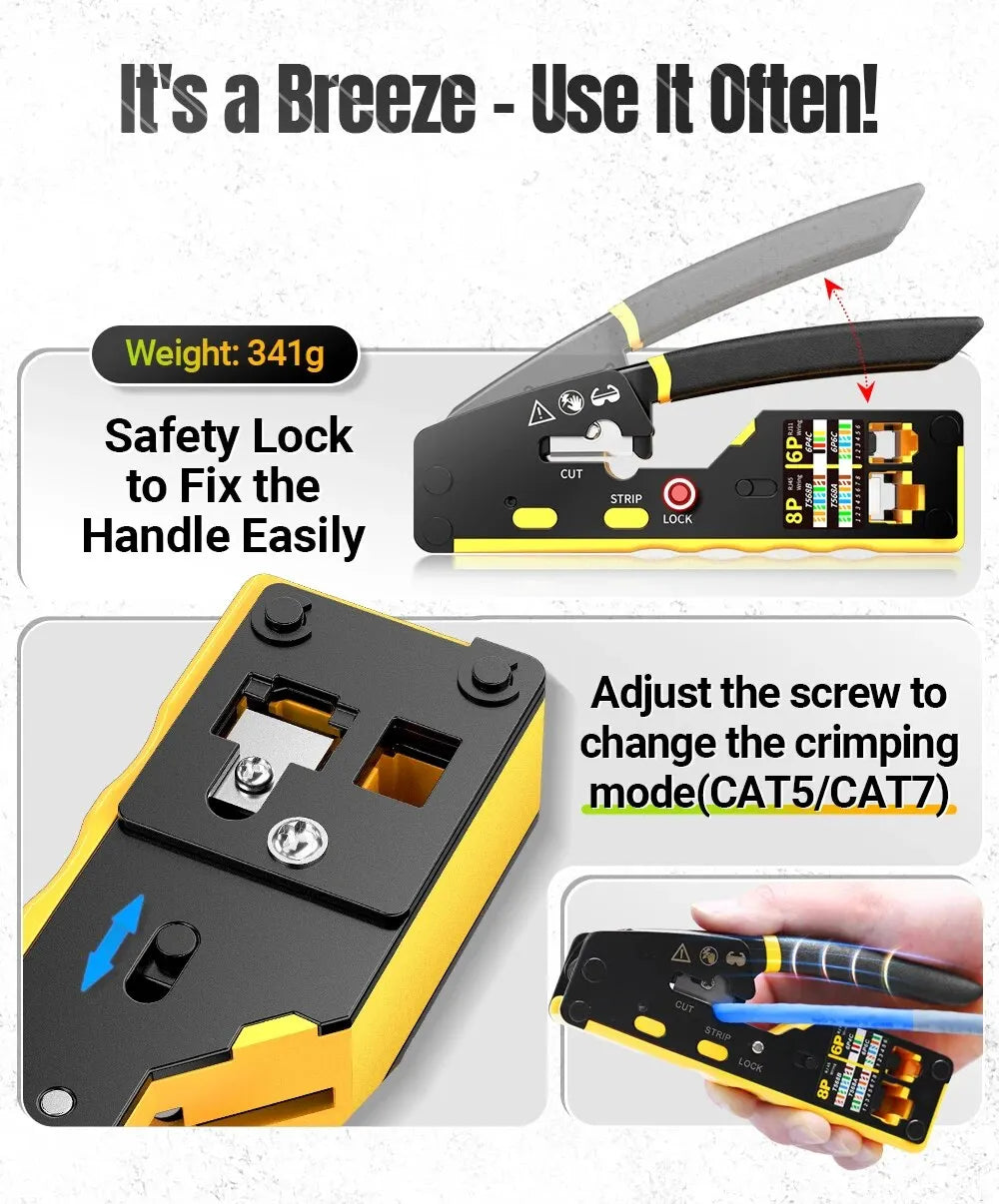 RJ45 Network Crimper 3 in 1 Crimp CAT8/7/6A/6/5E