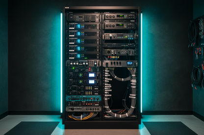 Professional Amplifier Rack Installation with Cable Management