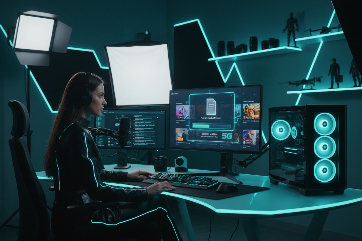 Content Creator with Fast 5G Upload Speeds