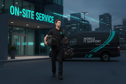 IT Technician with Computer Equipment at Business Location