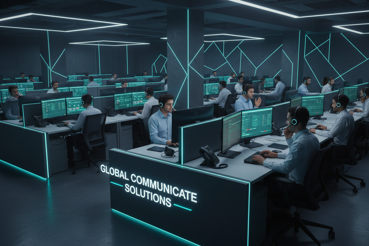 Customer Service Team Using VoIP Phones