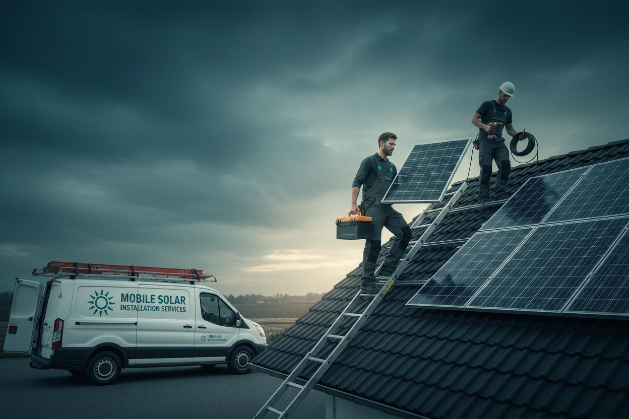 Solar Technician with Equipment at Installation Site