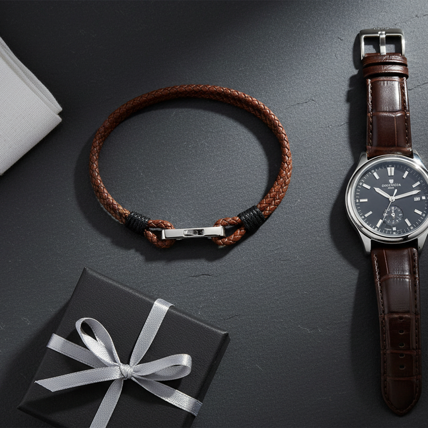 Leather Square Buckle - Flat lay regalo