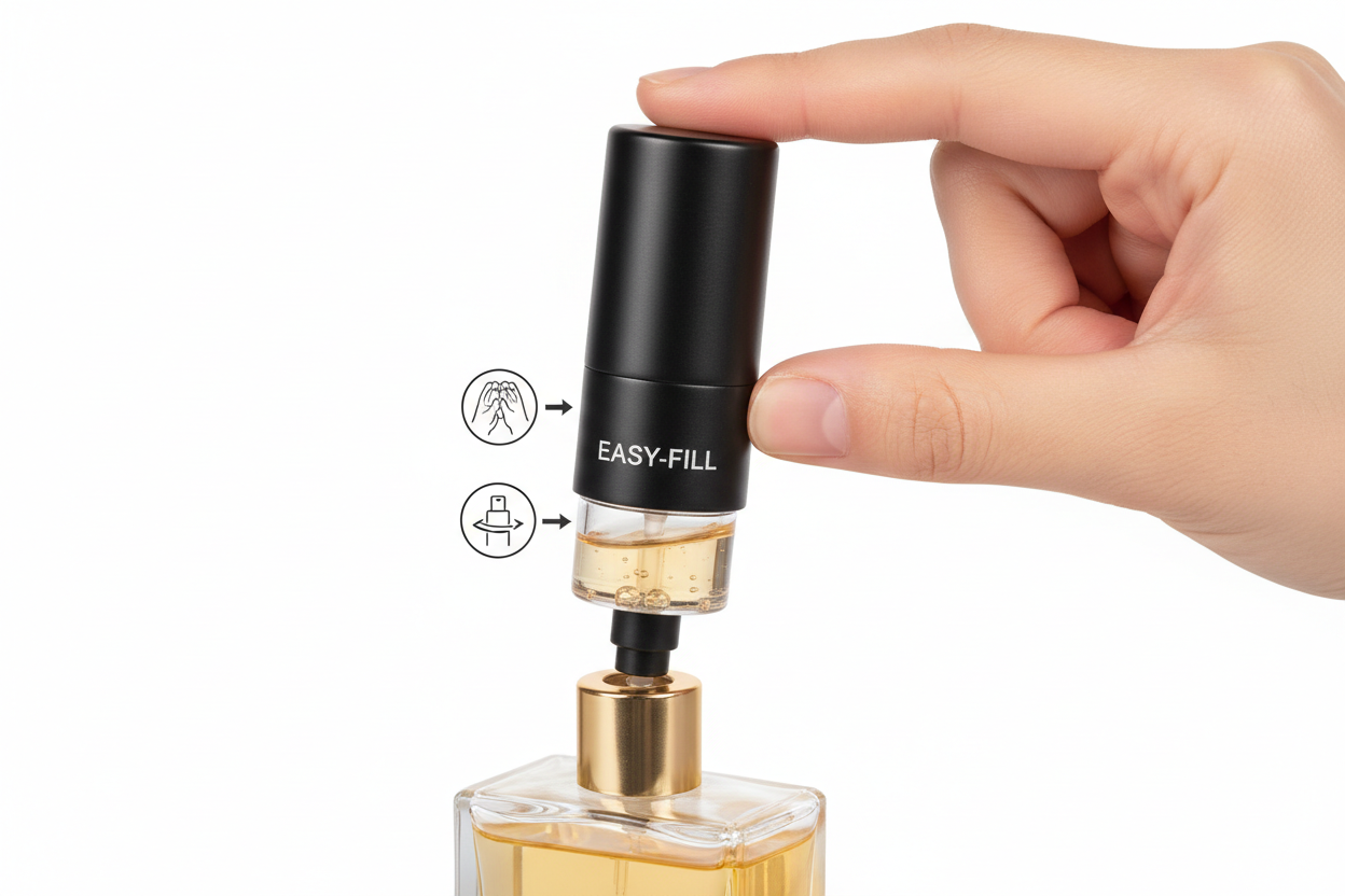 Llenado del atomizador negro