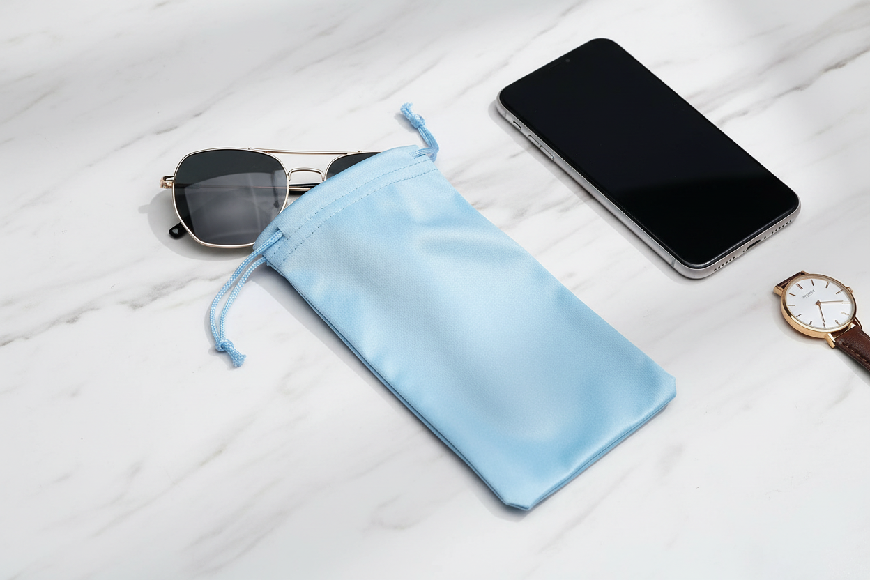 Microfiber Pouch - Flat lay mármol